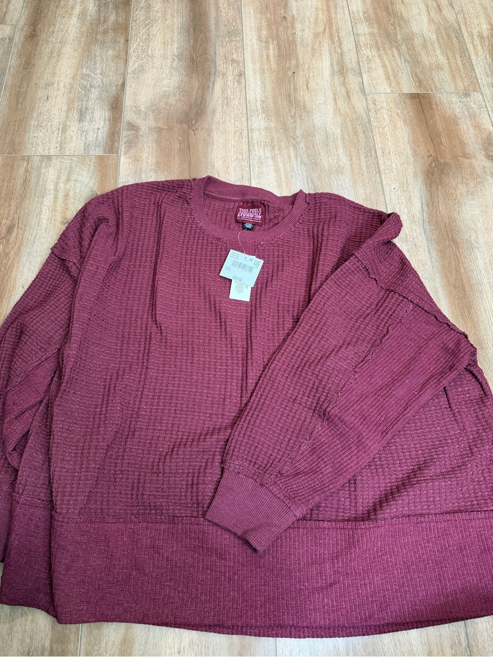 American Eagle Outfitters Women's Waffle Knit Turtleneck Sweater - Wine